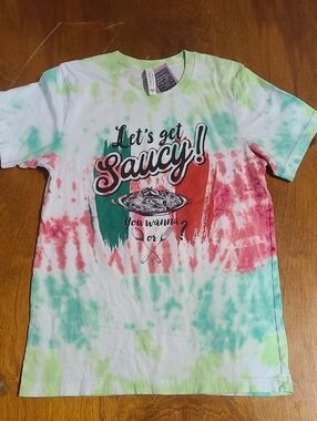 Bella Canvas DIY Tie-Dye "Let's Get Saucy!" Tee - Green, Red, Pink